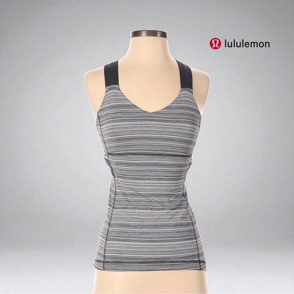 Lululemon, Waist-Length V-Neck Tank Top, Size 4, Gray, White πββοΈββ‘οΈ - Picture 1 of 11